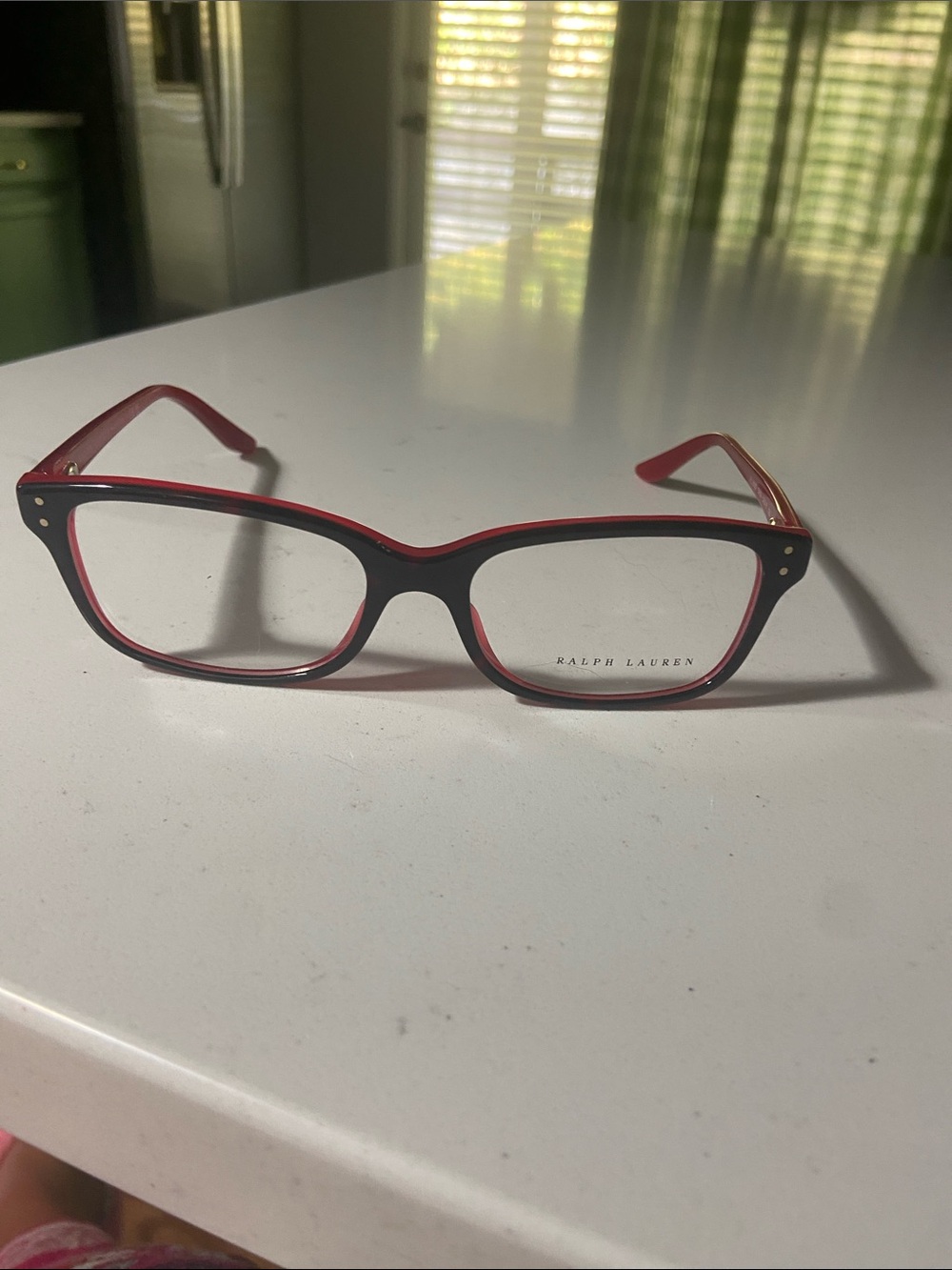 Ralph Lauren Two-Tone Black and Red Rectangular Women's Glasses new without tags